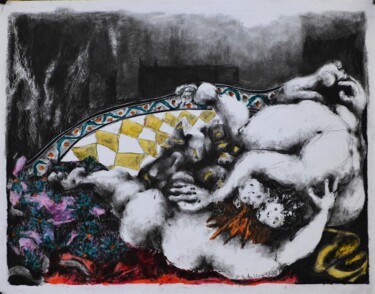 Disegno intitolato "O sentiment volatil…" da Jean Francois Bottollier, Opera d'arte originale, Matite colorate
