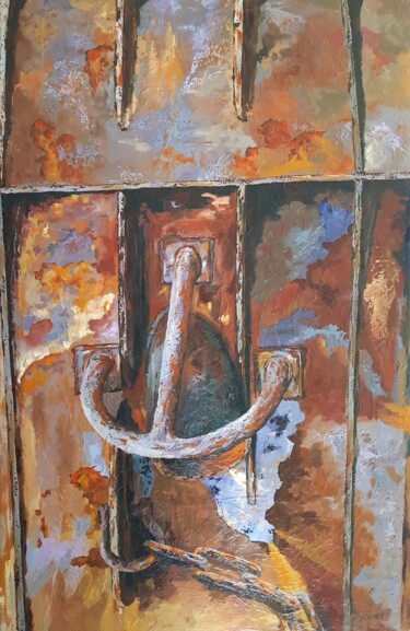 Painting titled "Ferraille multicolo…" by Jean-François Déridet, Original Artwork, Oil Mounted on Wood Stretcher frame