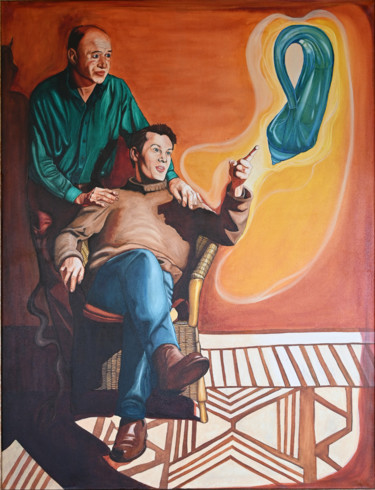 "Les deux amis" başlıklı Tablo Jean-François Ferbos tarafından, Orijinal sanat, Petrol