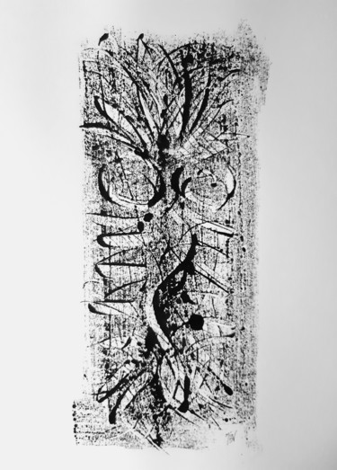Gravures & estampes intitulée "Totem VI" par Jean-François Frelin (Mindu), Œuvre d'art originale, Monotype