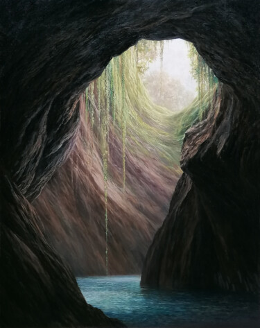 Peinture intitulée "Le puits de lumière" par Jean-François Grébert, Œuvre d'art originale, Huile