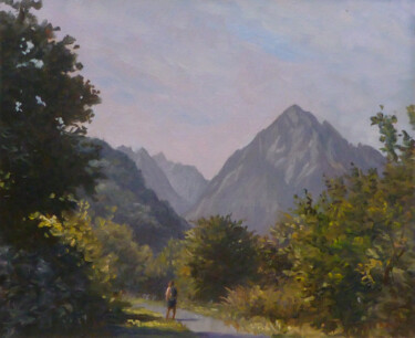 Painting titled "Promenade vers Caut…" by Jean-François Grébert, Original Artwork, Oil