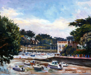 Peinture intitulée "Pornic - La plage d…" par Jean-François Grébert, Œuvre d'art originale, Huile