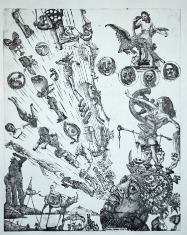 Druckgrafik mit dem Titel "Le Grand Salvador" von Jean-François Jullien, Original-Kunstwerk, Gravur