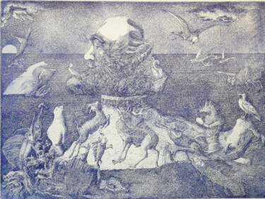 Incisioni, stampe intitolato "Hommages des animau…" da Jean-François Jullien, Opera d'arte originale, incisione