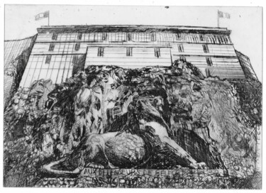 Estampas & grabados titulada "Lion de Belfort et…" por Jean-François Jullien, Obra de arte original, Grabado
