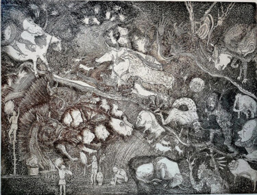 Gravures & estampes intitulée "Vie antérieure, nos…" par Jean-François Jullien, Œuvre d'art originale, Eau-forte