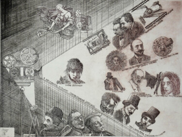 Druckgrafik mit dem Titel "A nos pionniers du…" von Jean-François Jullien, Original-Kunstwerk, Gravur