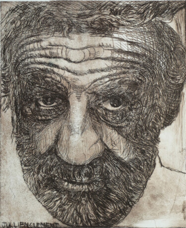 Estampas & grabados titulada "Bébel à la barbe" por Jean-François Jullien, Obra de arte original, Grabado