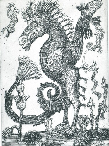 Gravures & estampes intitulée "Bestiaire fantasque…" par Jean-François Jullien, Œuvre d'art originale, Eau-forte