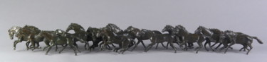 Γλυπτική με τίτλο "17 chevaux au galop" από Jean-François Leroy, Αυθεντικά έργα τέχνης, Μπρούντζος
