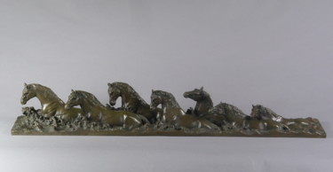 Sculptuur getiteld "7 chevaux sortant d…" door Jean-François Leroy, Origineel Kunstwerk, Metalen