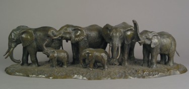 Sculpture titled "harde-d-elephants.j…" by Jean-François Leroy, Original Artwork, Metals