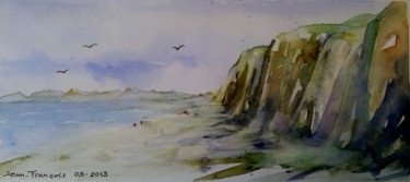 Peinture intitulée "falaises-de-varenge…" par Jean-Francois Louvancourt, Œuvre d'art originale, Aquarelle