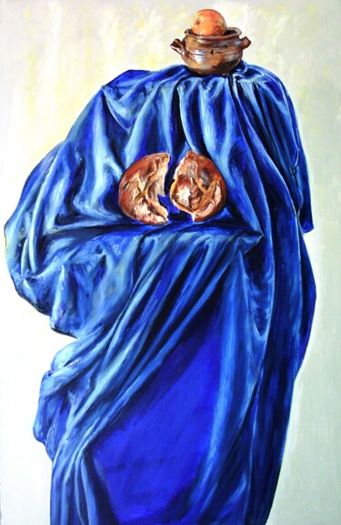 Painting titled "Le drap bleu." by Jean François Poussard, Original Artwork, Oil