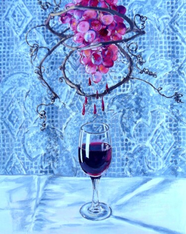 Pittura intitolato "Vin de vigne." da Jean François Poussard, Opera d'arte originale, Olio