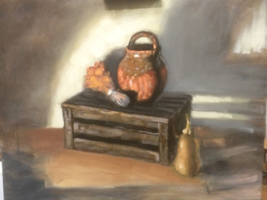 Peinture intitulée "nature morte au pot…" par Jean-Francois Rinoldo, Œuvre d'art originale, Huile