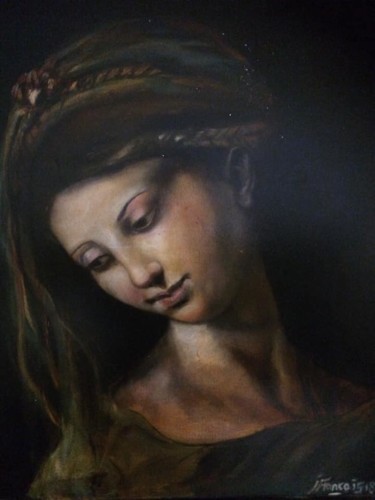 Peinture intitulée "vierge-Raffaello" par Jean-Francois Rinoldo, Œuvre d'art originale, Huile