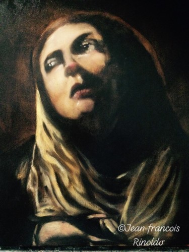 Peinture intitulée "notre dame du chagr…" par Jean-Francois Rinoldo, Œuvre d'art originale, Huile