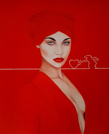 Peinture intitulée "Rouge passion" par Jean-François Rousselot, Œuvre d'art originale, Huile Monté sur Châssis en bois