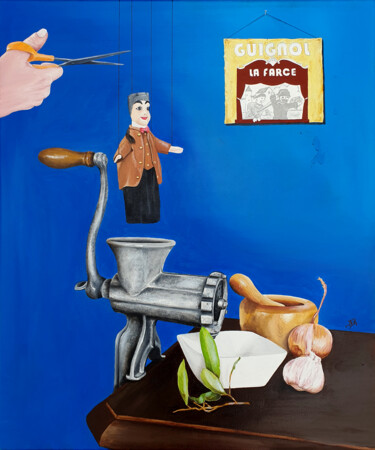 Pintura titulada "La dernière farce d…" por Jean-François Rousselot, Obra de arte original, Oleo Montado en Bastidor de cami…