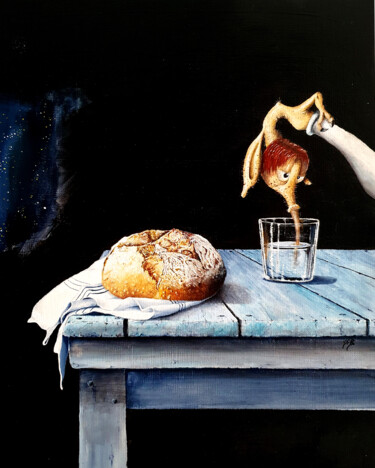 Pintura titulada "Pain au laid" por Jean-François Rousselot, Obra de arte original, Oleo Montado en Bastidor de camilla de m…