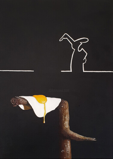 "La linéa - oeuf" başlıklı Tablo Jean-François Rousselot tarafından, Orijinal sanat, Petrol Ahşap Sedye çerçevesi üzerine mo…