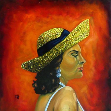 Schilderij getiteld "Chapeau / Hat / Cap…" door Jean-François Zanette, Origineel Kunstwerk, Olie