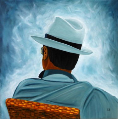 Schilderij getiteld "Chapeau / Hat / Cap…" door Jean-François Zanette, Origineel Kunstwerk, Olie