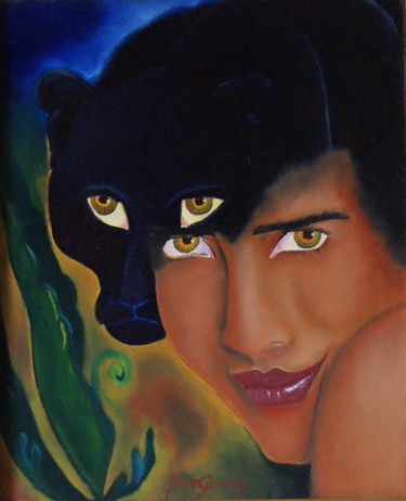 Peinture intitulée "pantheres.jpg" par Jean Gony, Œuvre d'art originale, Huile