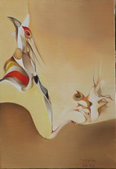 Peinture intitulée "l'oiseau volé" par Jean Gounin, Œuvre d'art originale, Huile