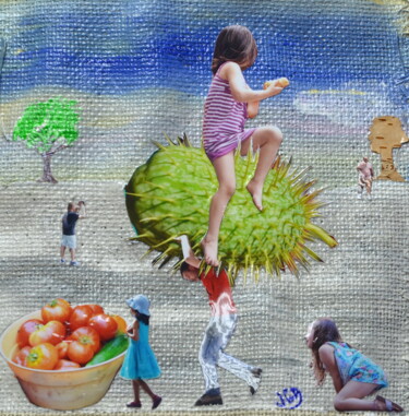 Collages intitulée "Livraison de fruit…" par Jean-Guy Alarie, Œuvre d'art originale, Collages