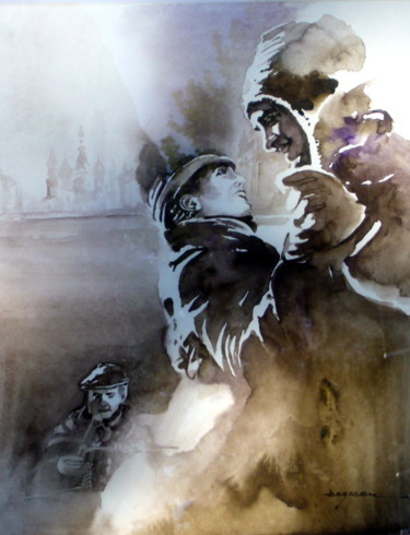 Pittura intitolato "valse-en-russie.jpg" da Jean Guy Dagneau, Opera d'arte originale, Acquarello