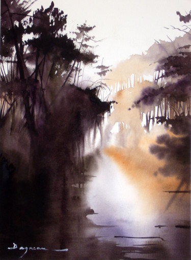 「le-val-de-la-leyre.…」というタイトルの絵画 Jean Guy Dagneauによって, オリジナルのアートワーク, 水彩画
