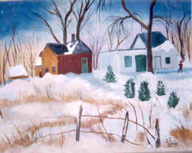 Peinture intitulée "hivers a la campagne" par Jean-Guy Lépine, Œuvre d'art originale