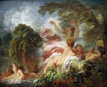 Pittura intitolato "The bathers" da Jean-Honoré Fragonard, Opera d'arte originale, Olio
