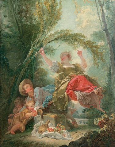 Pittura intitolato "The See-Saw" da Jean-Honoré Fragonard, Opera d'arte originale, Olio
