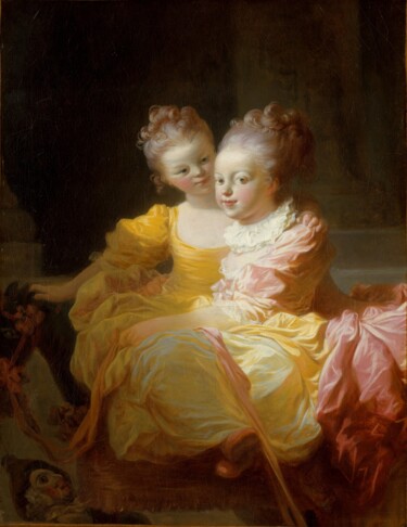 Painting titled "The two sisters" by Jean-Honoré Fragonard, Original Artwork, Oil