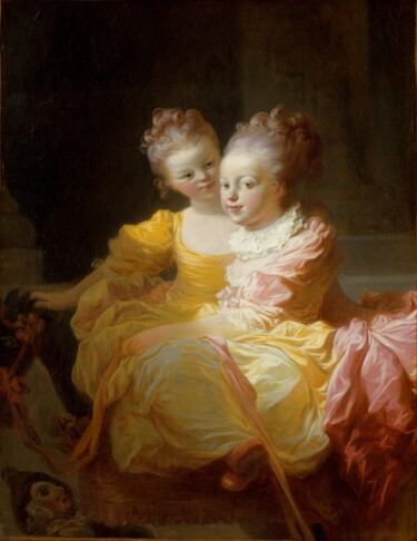 Malerei mit dem Titel "The two sisters" von Jean-Honoré Fragonard, Original-Kunstwerk, Öl