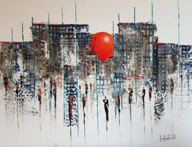 Malerei mit dem Titel "THE RED BALLOON" von Jean-Humbert Savoldelli, Original-Kunstwerk, Acryl