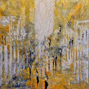 Painting titled "SWEET YELLOW" by Jean-Humbert Savoldelli, Original Artwork, Acrylic Mounted on Wood Stretcher frame