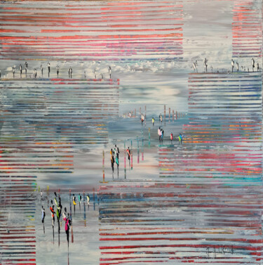 Painting titled "STRIPES" by Jean-Humbert Savoldelli, Original Artwork, Acrylic Mounted on Wood Stretcher frame