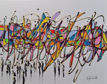 Painting titled "TECHNICOLOR" by Jean-Humbert Savoldelli, Original Artwork, Acrylic Mounted on Wood Stretcher frame