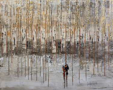 Картина под названием "GOLDEN RAIN" - Jean-Humbert Savoldelli, Подлинное произведение искусства, Акрил Установлен на Деревян…