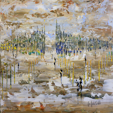 Painting titled "LUMIERES D'HIVER" by Jean-Humbert Savoldelli, Original Artwork, Acrylic Mounted on Wood Stretcher frame