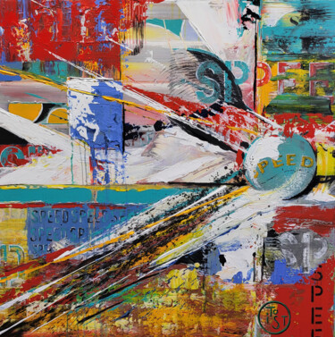 Painting titled "SPEED(sign. TO IST,…" by Jean-Humbert Savoldelli, Original Artwork, Acrylic Mounted on Wood Stretcher frame