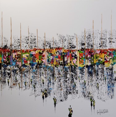 Painting titled "JOUR DE FETE 2023" by Jean-Humbert Savoldelli, Original Artwork, Acrylic Mounted on Wood Stretcher frame