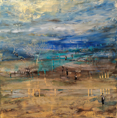 Картина под названием "BLUE LIGHT" - Jean-Humbert Savoldelli, Подлинное произведение искусства, Акрил Установлен на Деревянн…