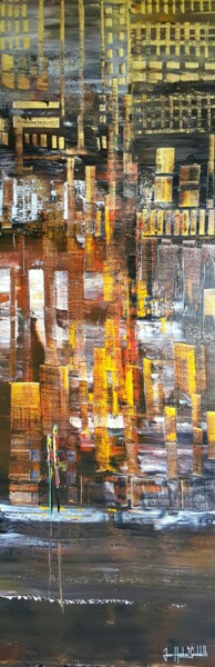 Painting titled "STREET LIFE" by Jean-Humbert Savoldelli, Original Artwork, Acrylic Mounted on Wood Stretcher frame