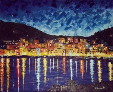 Pintura intitulada "Ajaccio-nuit" por Bonvarlet, Obras de arte originais, Óleo